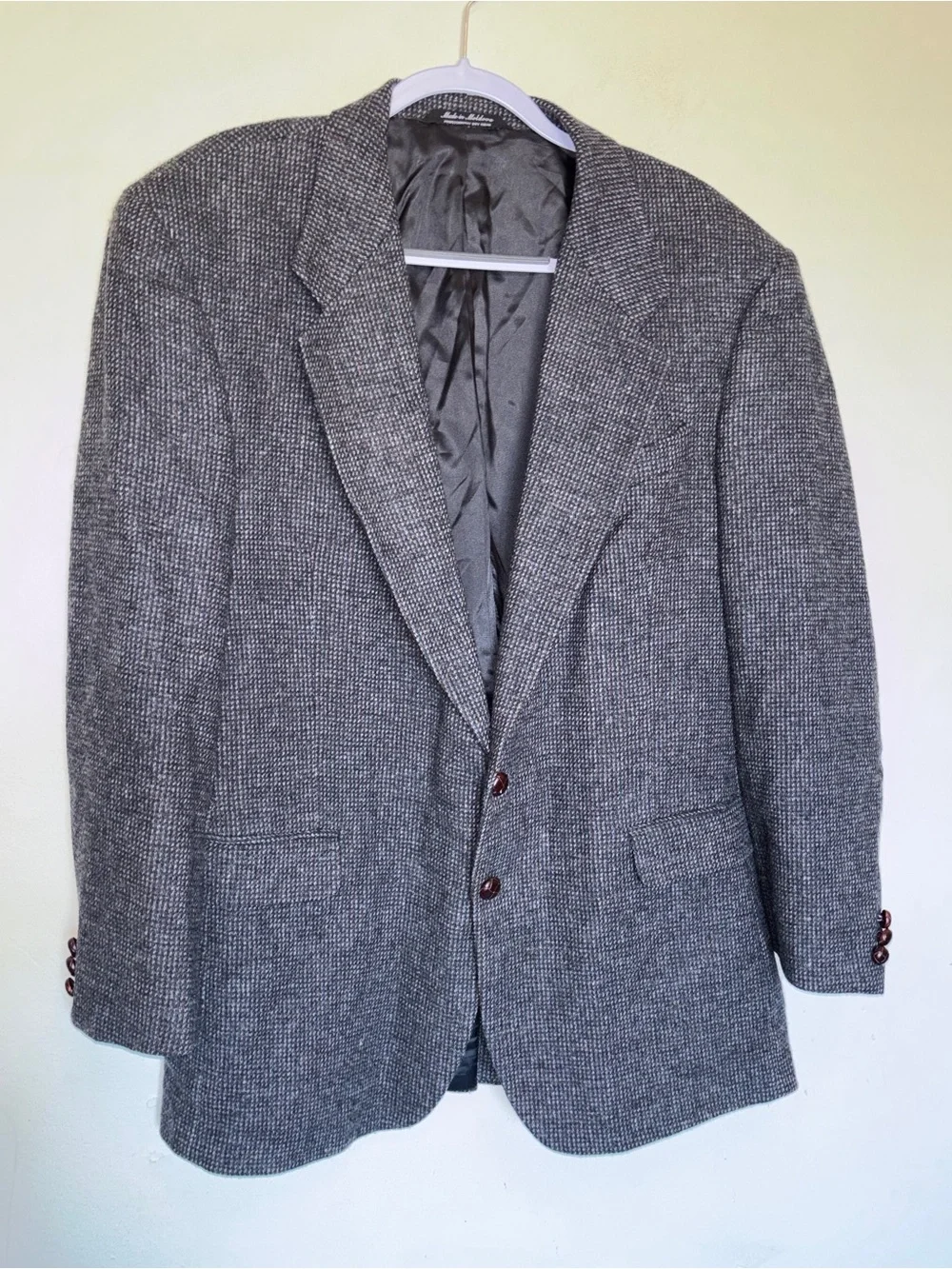 VTG Deansgate Sport Coat 43L Herringbone Wool Lambswool Tweed Jacket Academia